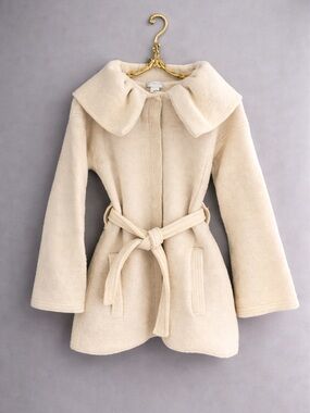 Kenar Cream Belted Puffer Coat 100% wool size small